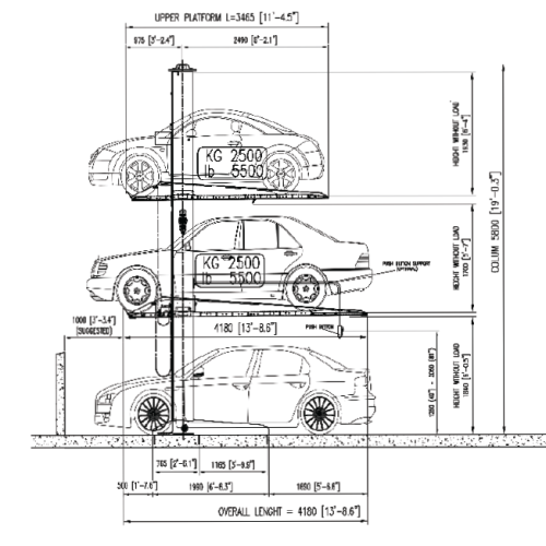 5,700 Lb. (2.6t) Tripark 2 Post Stacker – TLS Lifts