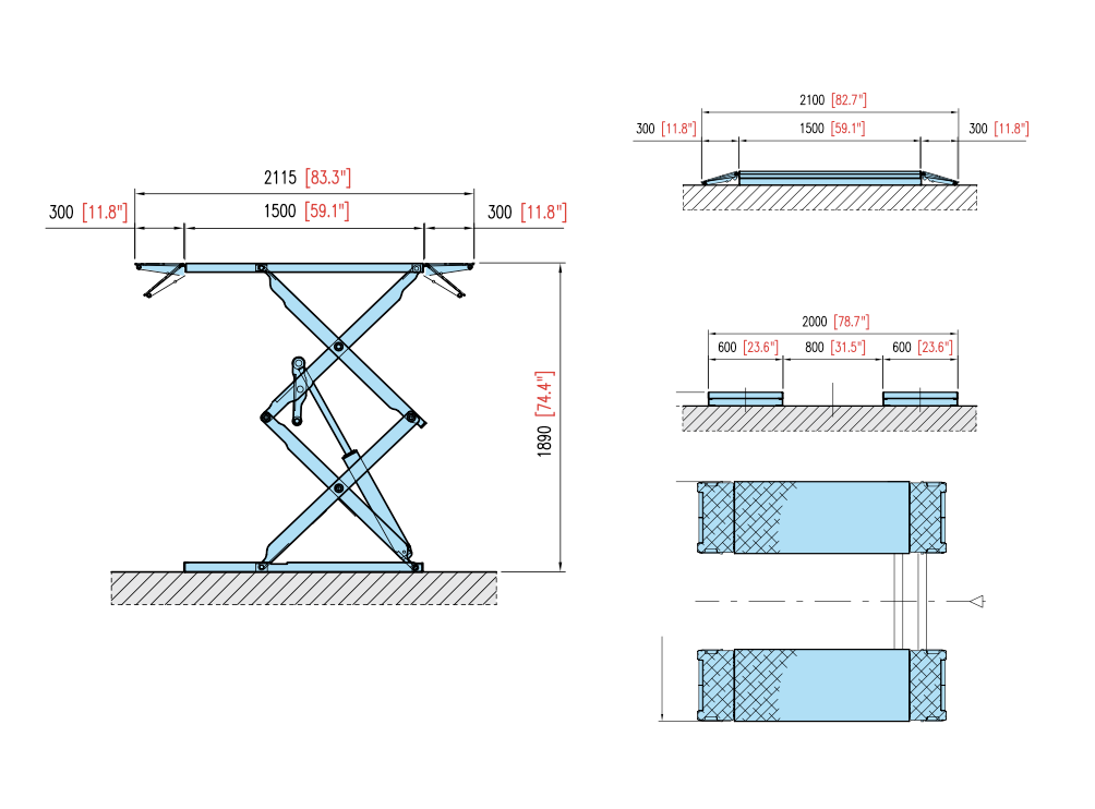 7,700 lb. (3.5t) Dual Scissor Low Profile Capacity Lift – TLS Lifts